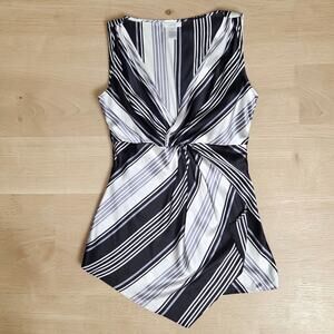 Vintage Y2K 90's CACHE Silk Striped Striped Tank Top Blouse S